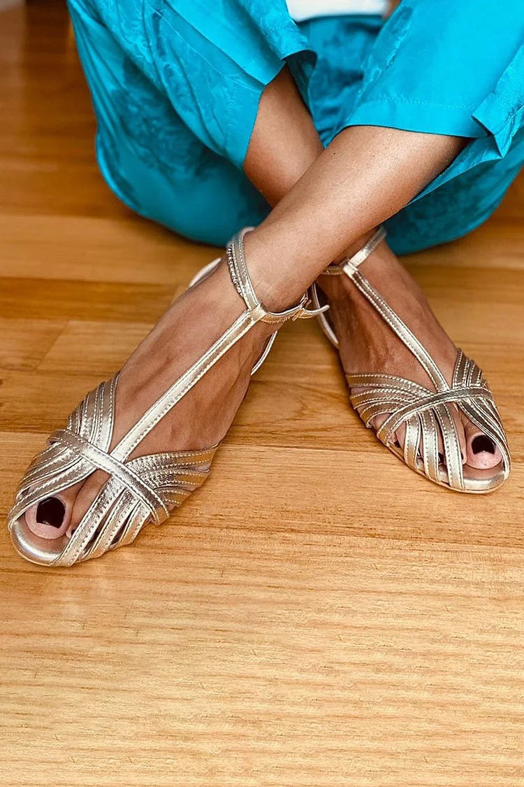 Summer Fashion Flat Peep Toe Ankle Buckle Hollow Women's Sandals foto 4
