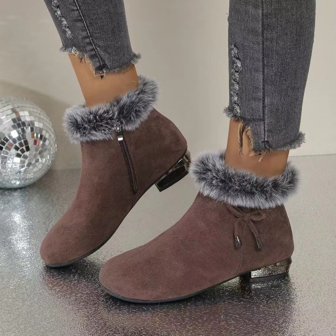 New Fleece Lined Round Toe Short Boots For Women foto 2
