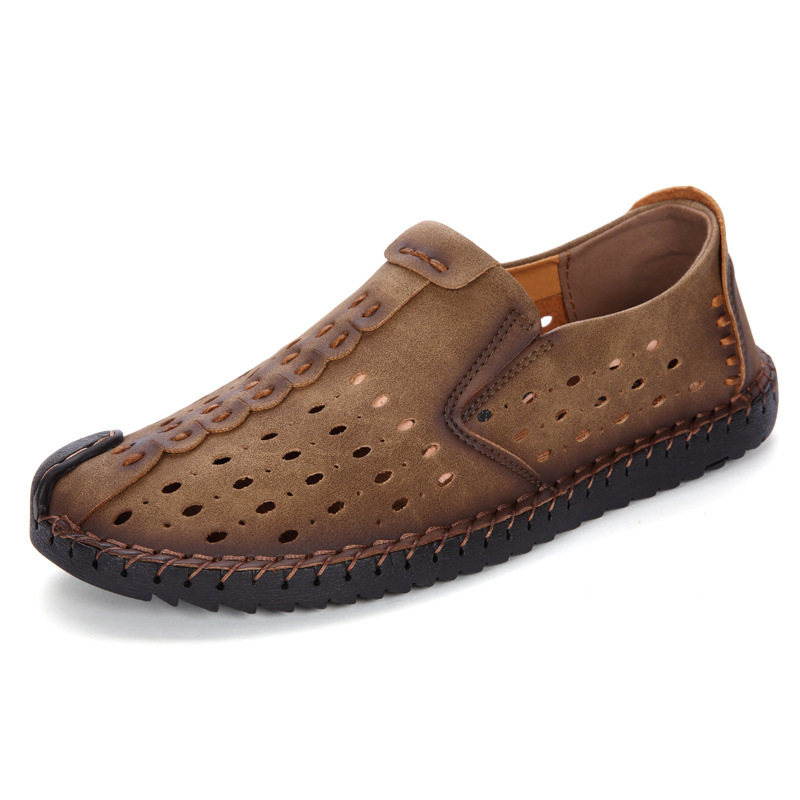 Breathable Hollow Men's Shoes Hand Stitching Gommino foto 4