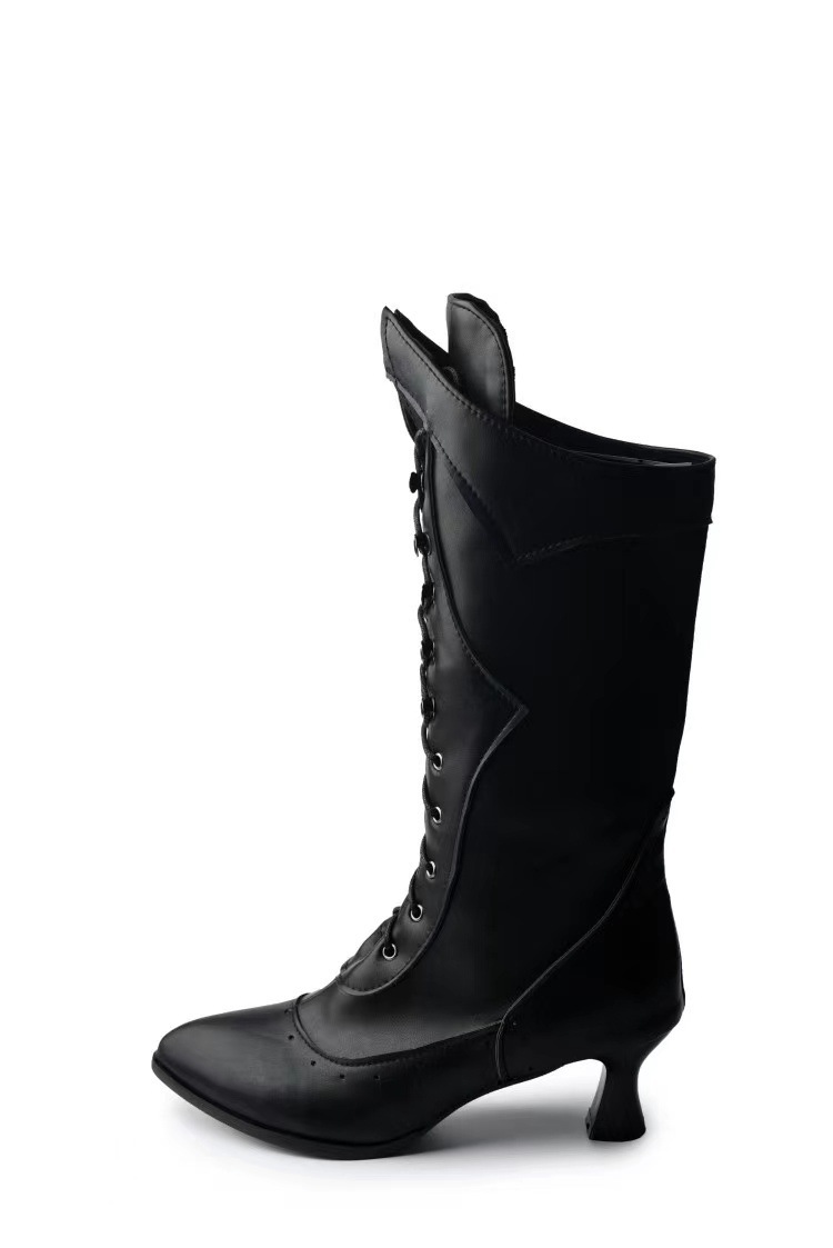 Lace-up Martin Boots Wine Cup Heel Round Toe Large Size Women's Boots foto 5