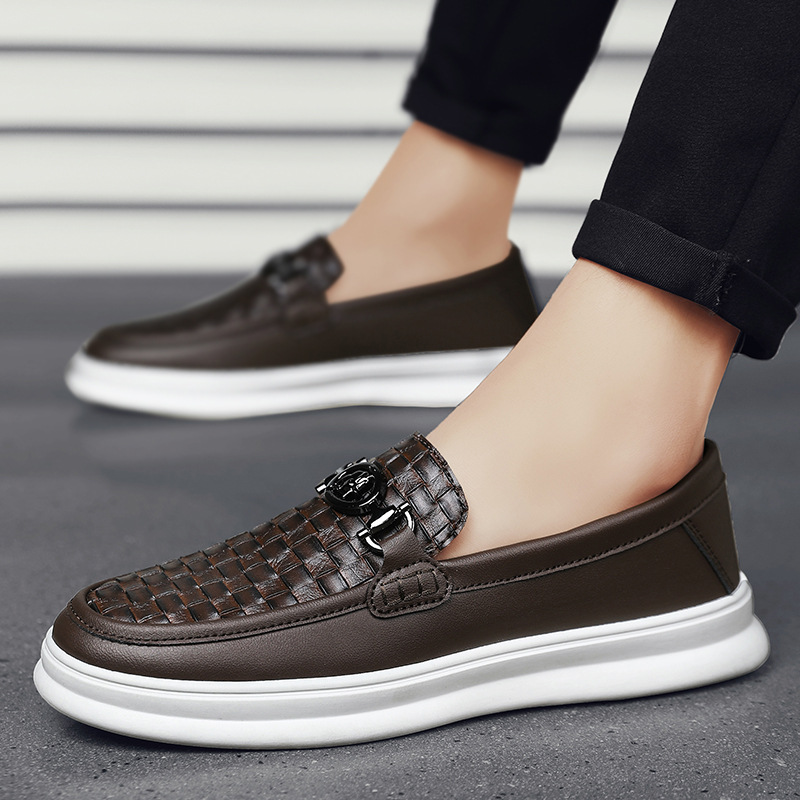 Fashion Retro Men's British Style Low-top Slip-on Small Leather Shoes foto 5