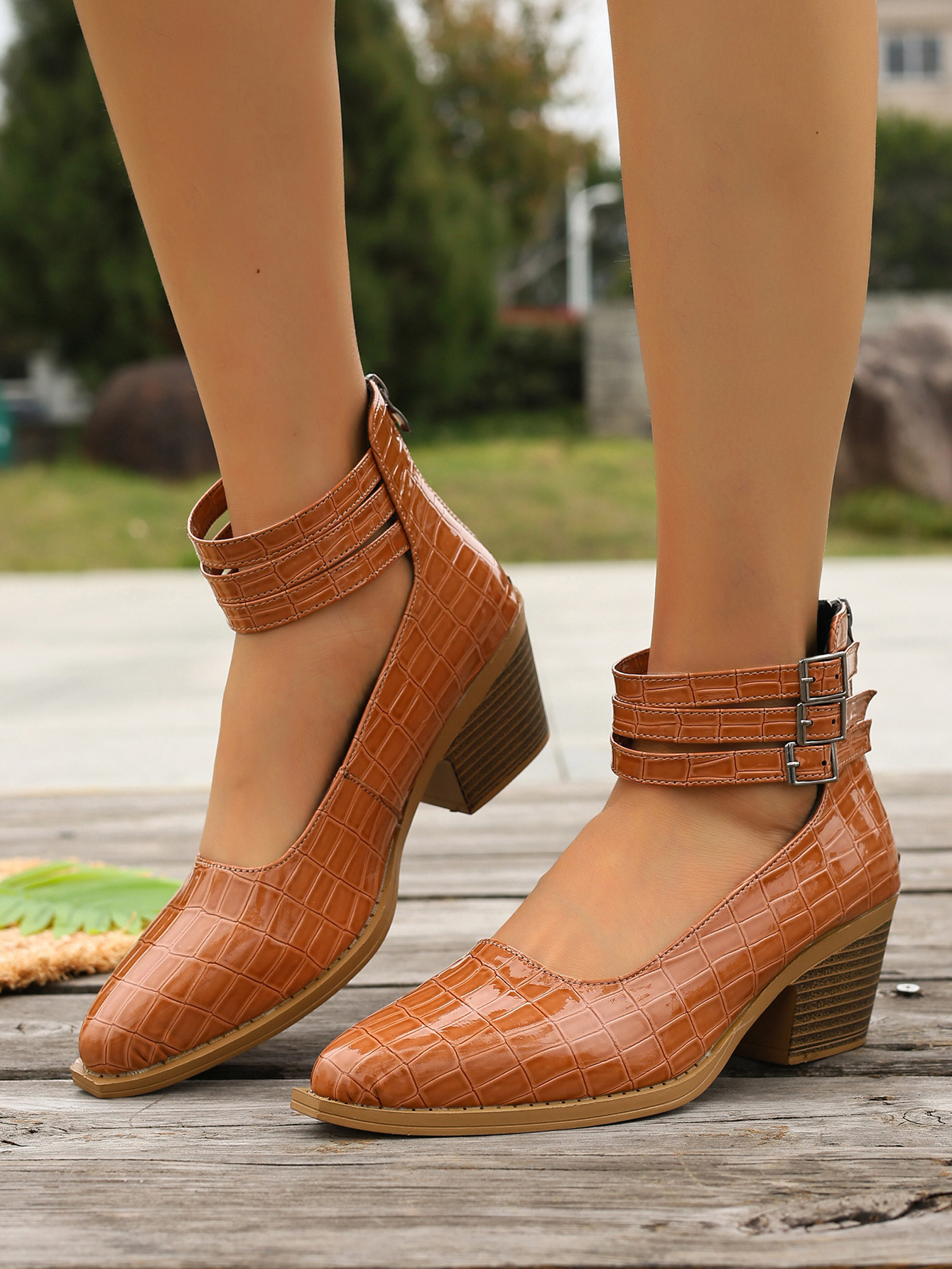 Women's Fashion Plus-Size Zipper High-Heel Pumps foto 3
