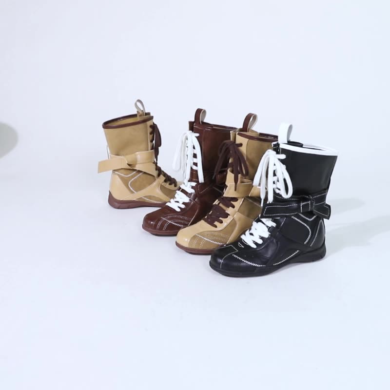 Retro Lace Up Boxing Boots Female Hight Increasing Martin Boots foto 4