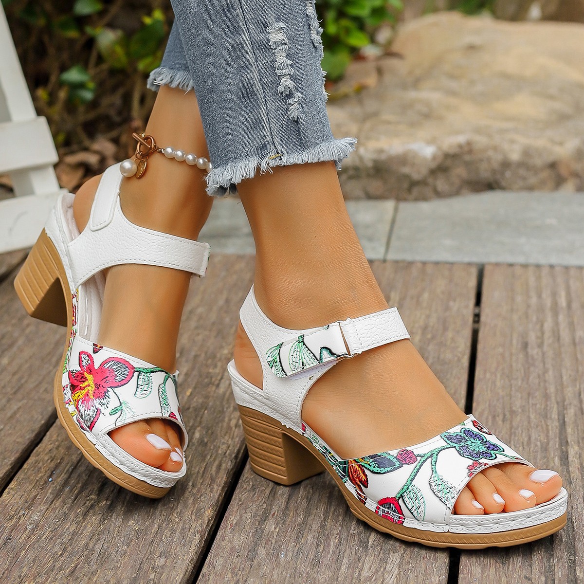 High Heel Sandals Velcro Buckle Casual Sandals For Women foto 3