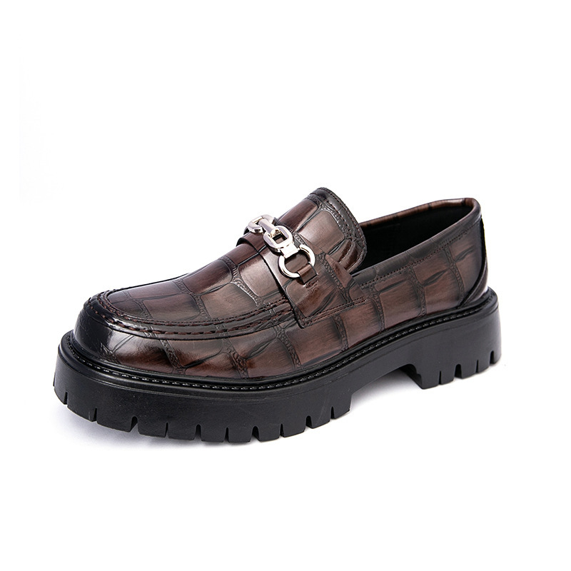 Autumn Men's Fashion Platform Increased Plus Size Crocodile Pattern Loafers foto 4