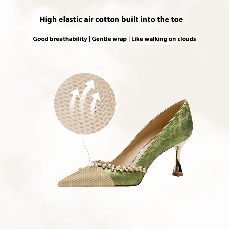 New Chinese Style Wedding Shoes Women's Cheongsam High Heels Bride foto 3