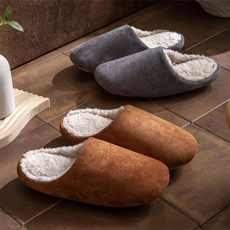 Home Wooden Floor Soft Bottom Deerskin Velvet Bottom Warm Couple Slippers foto 4