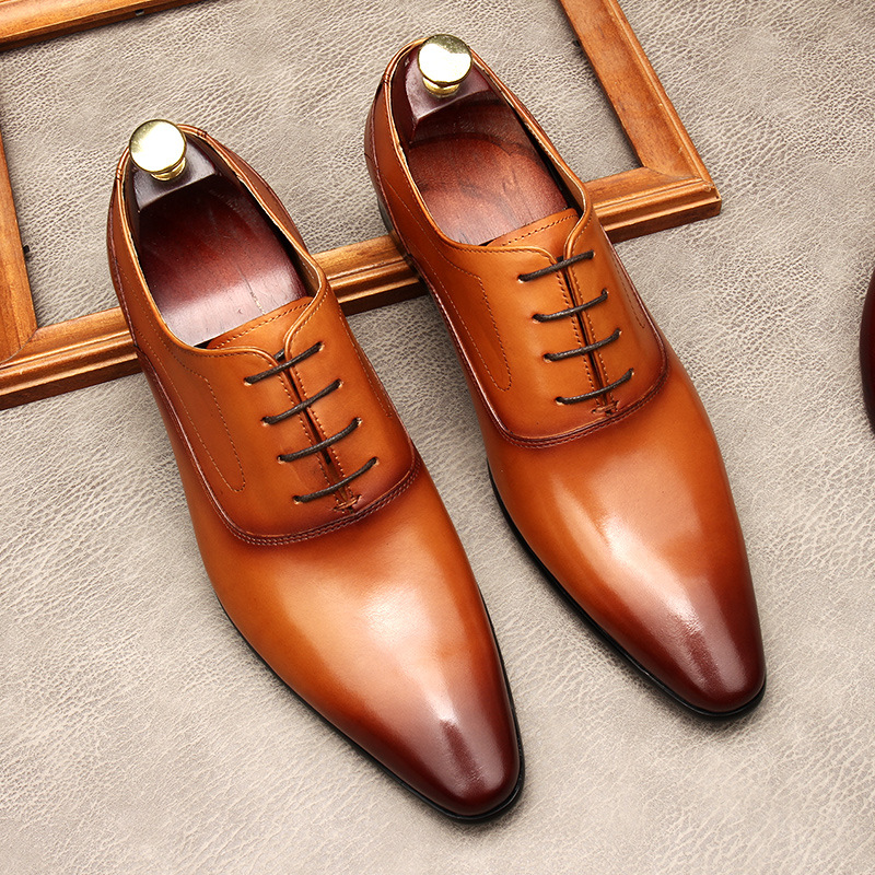 Men's Lace-up Pointed Formal Leather Shoes foto 2