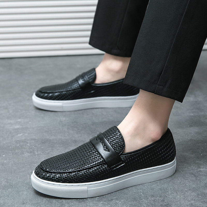 Four Seasons Leather Cover Korean Men's Fashionable Flat Shoes foto 3