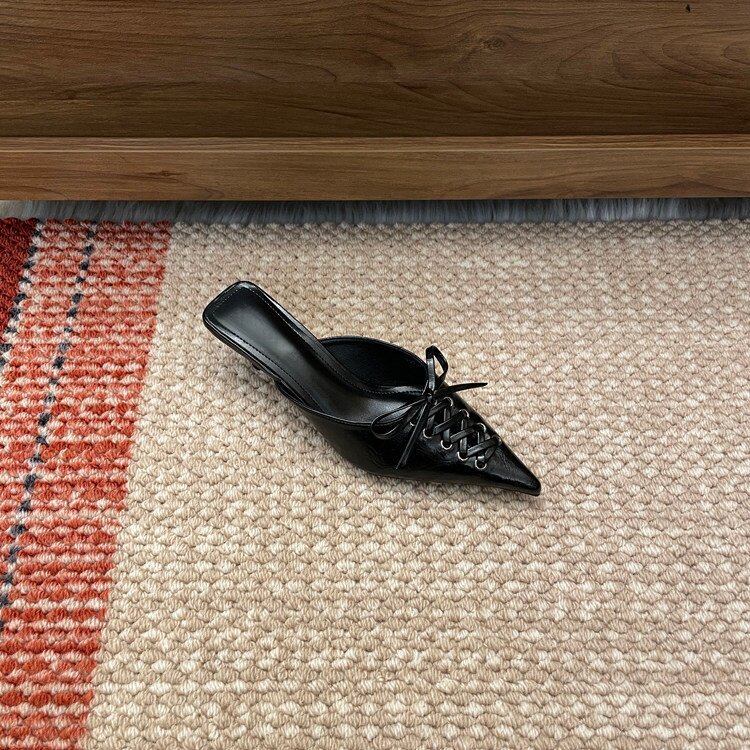 Pointed-toe Crossover French-style High-heeled Mules foto 3