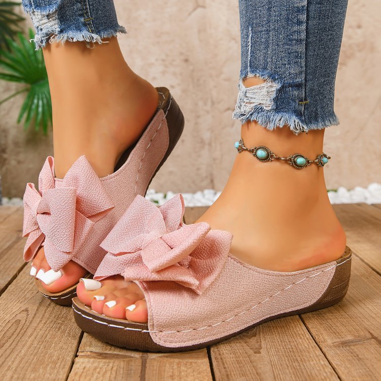 Wedge-heel Platform Fish-mouth Sandals With Bow For Women foto 2