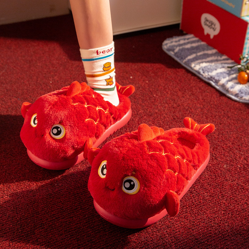 New Indoor Home Red Birthday Year Festive Woolen Slipper Winter foto 5