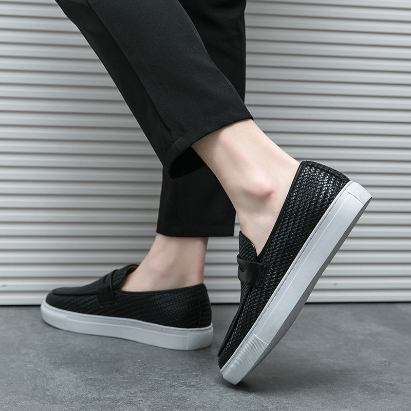 Four Seasons Leather Cover Korean Men's Fashionable Flat Shoes foto 4