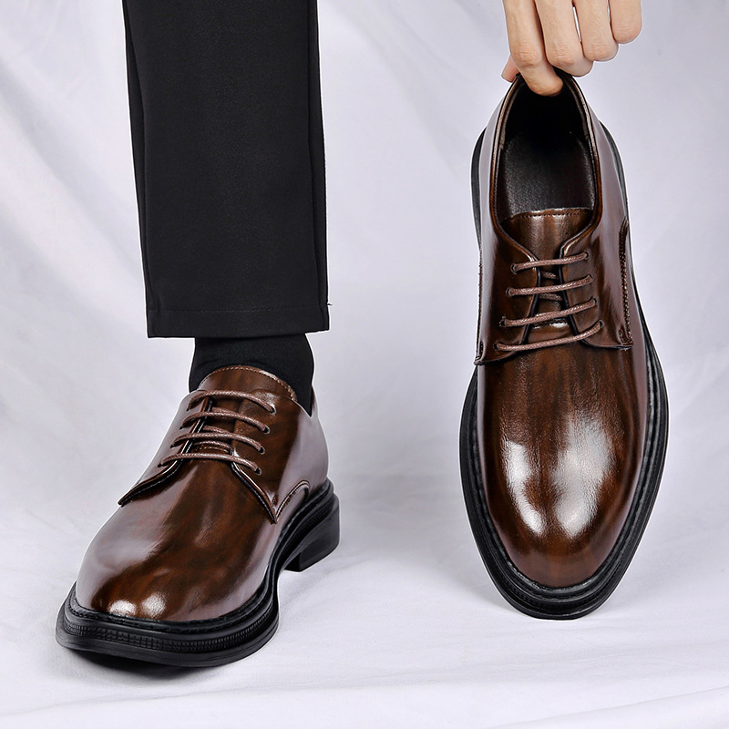 Men's Suit Leather Shoes Autumn And Winter Dress Wedding Groom Lace-up foto 4
