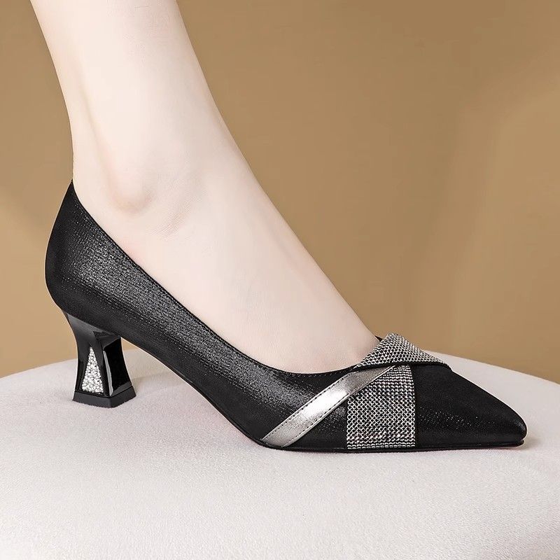 Pointed-toe Versatile Chunky-heel Womens Dress Shoes foto 2