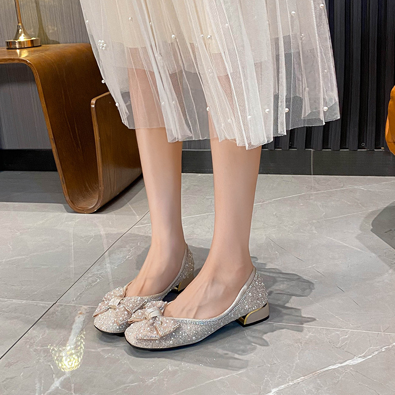 Dignified Rhinestone Bow Flat Temperament Leisure Shoes foto 2