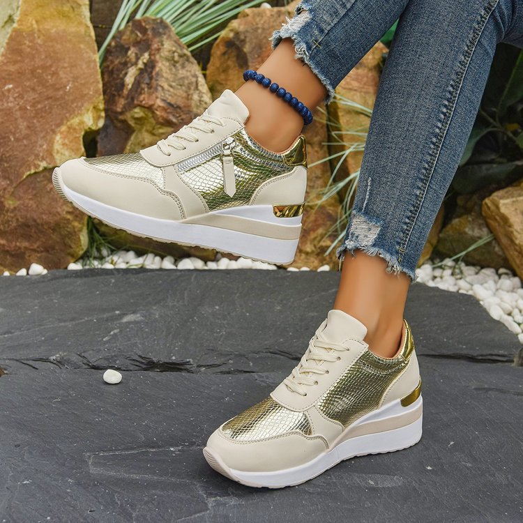 Wedge Soled Height Increasing Casual Sneakers For Women foto 3