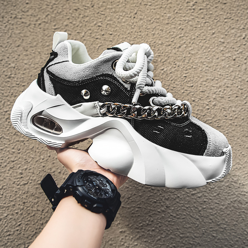 Mens Casual Elevated Denim Sneakers With Thick Soles foto 2