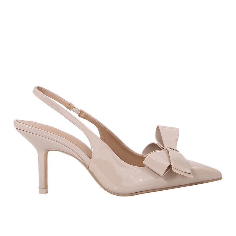 Patent Leather Pointed-toe Bow-knot Sandals Women's Back-strap Style foto 3