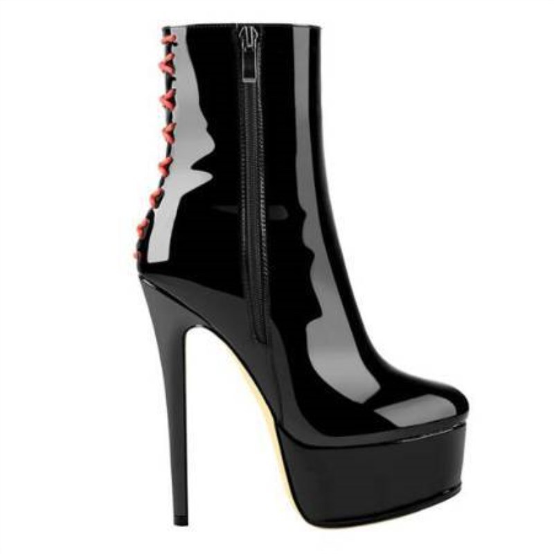 European And American-style Round-toe High-platform Womens Short Boots With Side Zippers foto 3