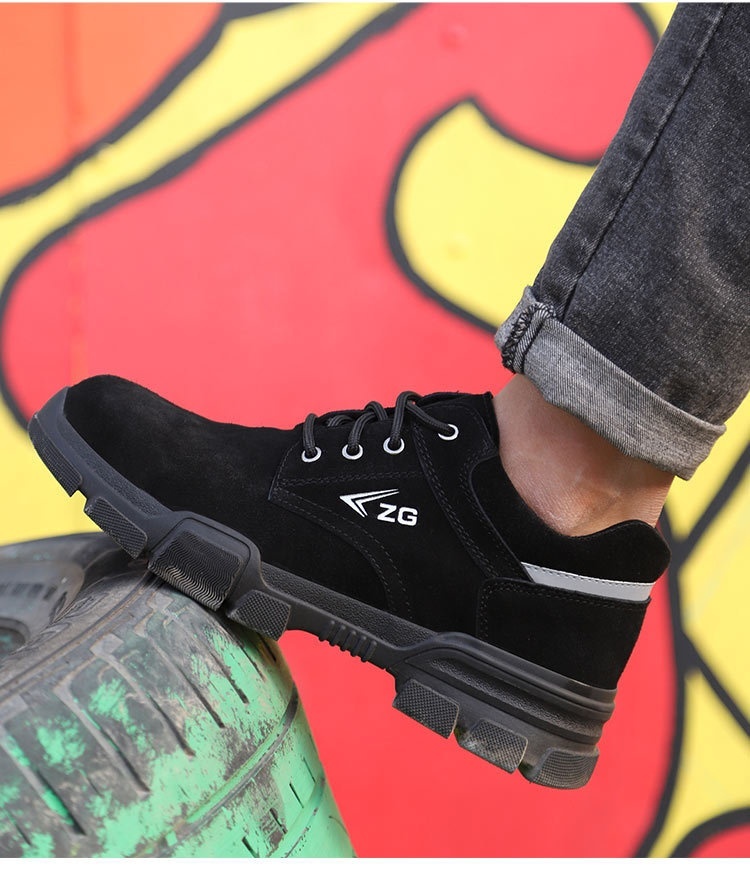 Anti-smashing And Anti-stab Safety Shoes Genuine Leather Wear-resisting Steel Toe Cap foto 3