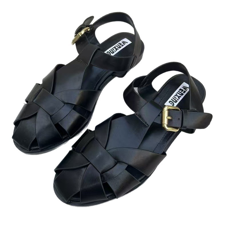 Retro Casual Closed Toe Flat Round-toe Buckle Sandals With Breathable Design And Versatile Back Straps foto 3