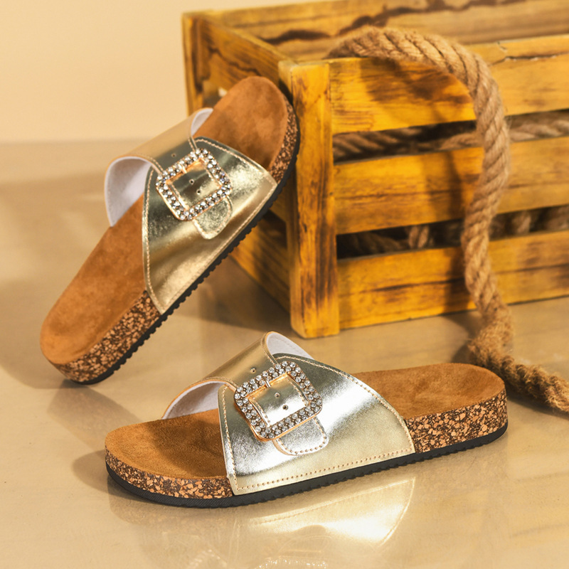 Summer New Retro Casual Belt Buckle Open Toe Slippers foto 2