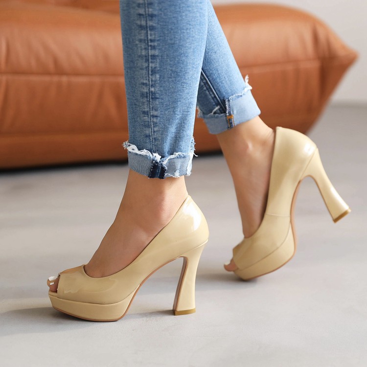 New Spring Summer Classic Solid-Color Peep-Toe Stiletto Heels For Women foto 3