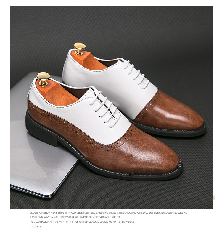 Men's Business Double Color Block Leather Shoes foto 4