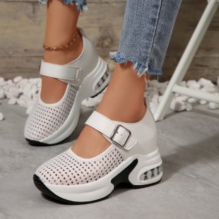Comfortable Breathable Hollow Buckle Thick Bottom Wedge Casual Shoes foto 4