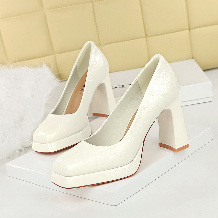 Waterproof Platform Square-toe Ultra-high Heels Women's Shoes foto 3