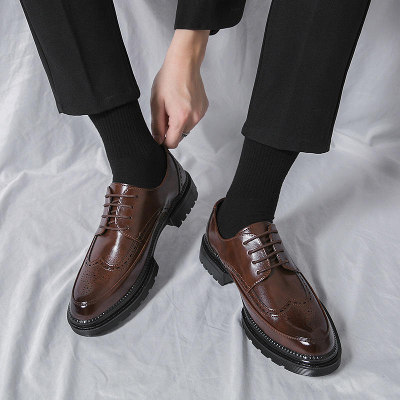 Men's Korean-style Pointed Leather Shoes Trendy British-style Casual Formal Wear foto 3