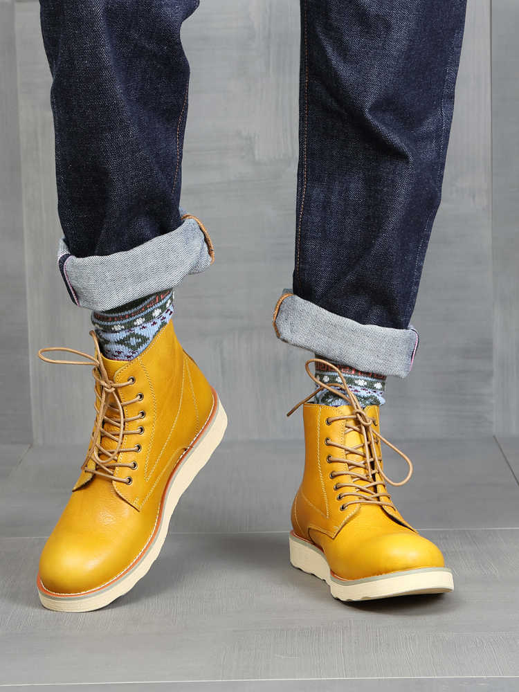 Retro Distressed Color Men Green Worker Boot foto 4