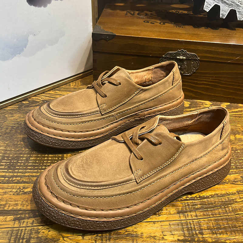 Round Head Genuine Leather Platform Men's Slip-on Leather Shoes foto 4