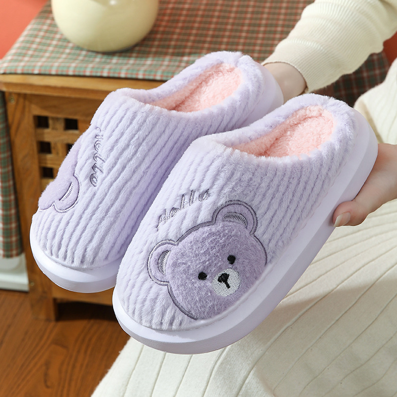 EVA Thick-soled Cotton Slippers Cartoon Bear Plush Cotton Slippers foto 3