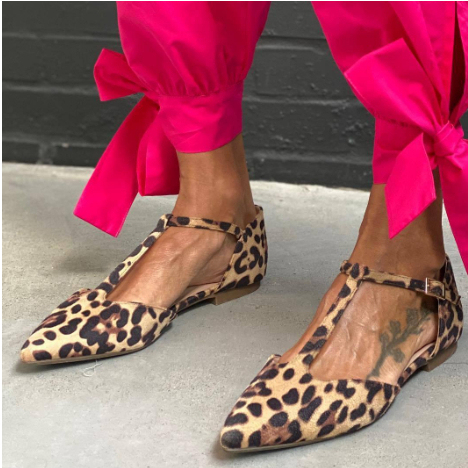 Leopard Print Pumps Pointed Toe Chunky Heel Low Top foto 5