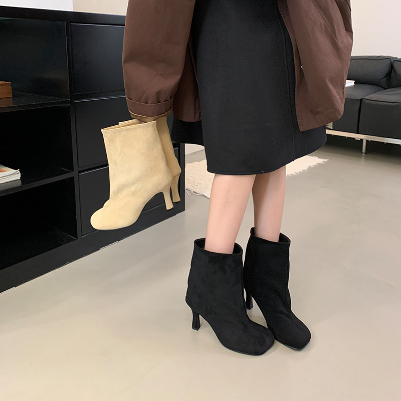 Simple Graceful Round Toe High Heel Booties foto 2