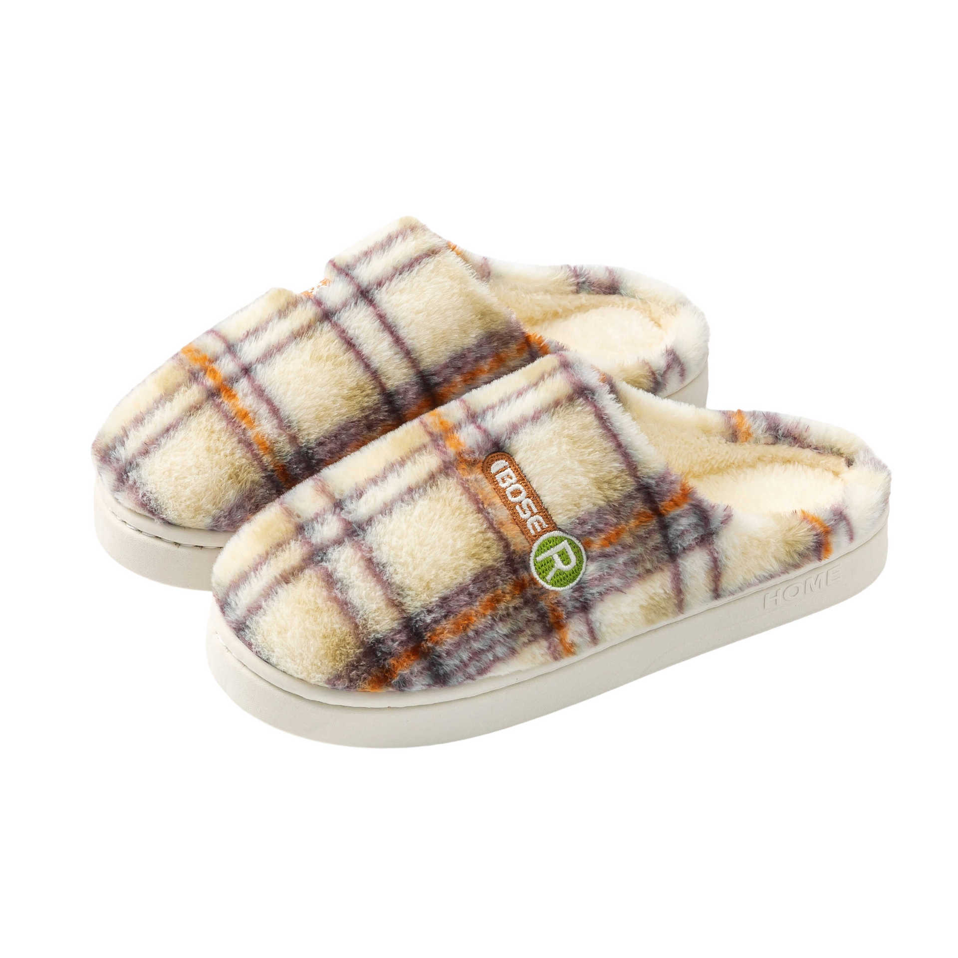Women's Home Plush Warm Non-slip Plaid Cotton Shoes foto 4