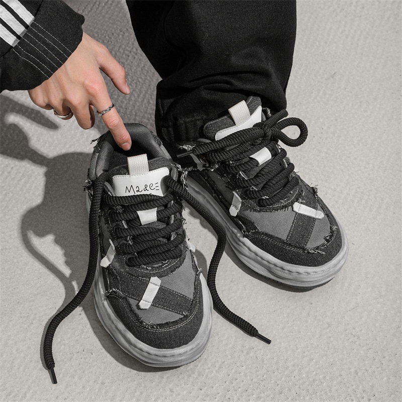 Special-interest Design 7cm Invisible Height Increasing Distressed Dissolved Board Shoes foto 2