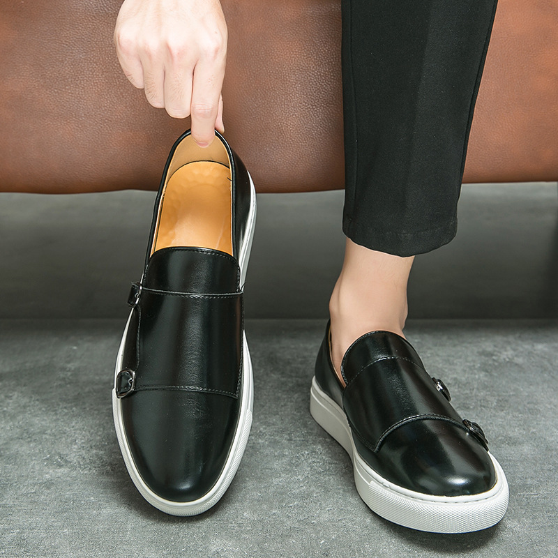 Men's Fashion Casual Double Buckle Leather Shoes foto 3
