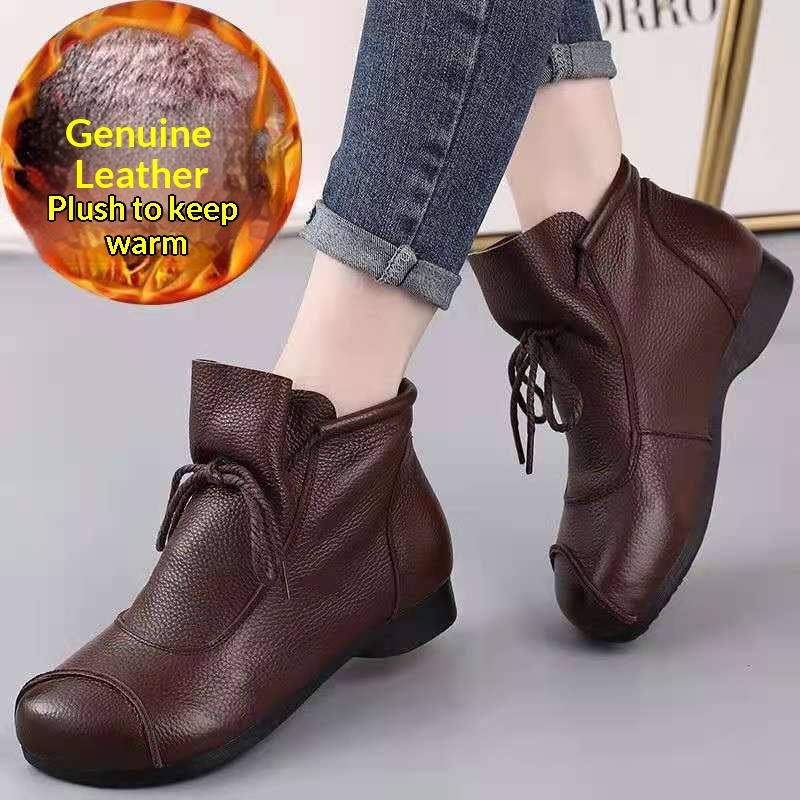 Genuine Leather Comfortable Soft-Soled SpringAutumn Handmade Retro Womens Boots foto 2