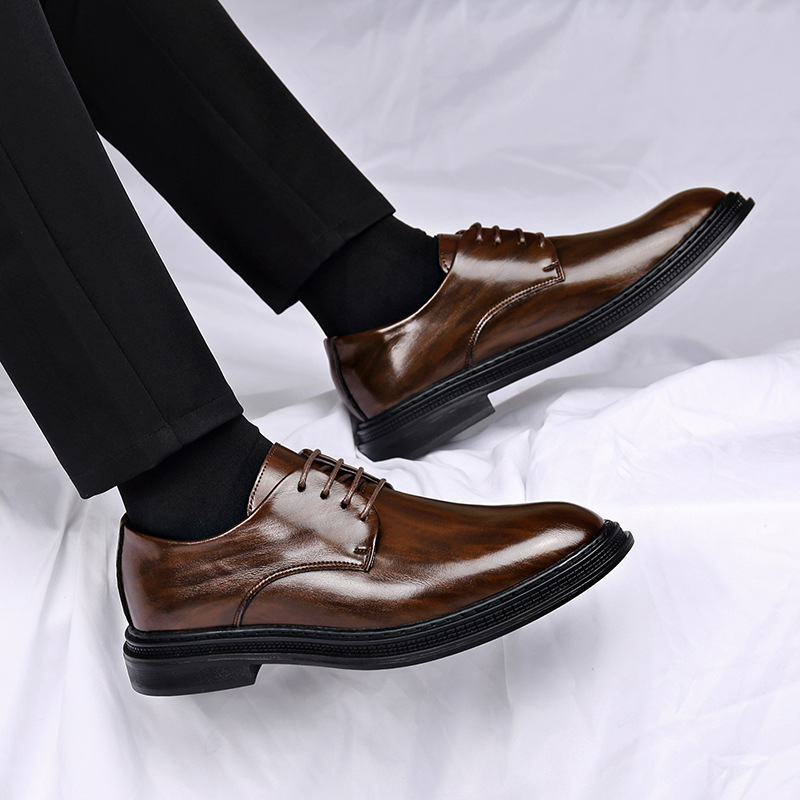 Men's Suit Leather Shoes Autumn And Winter Dress Wedding Groom Lace-up foto 2