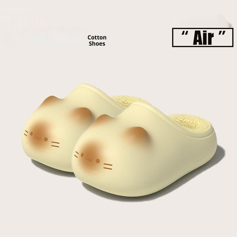 Warm Fleece-Lined Non-Slip Waterproof Adorable Kitty Cotton Slippers For Women foto 4