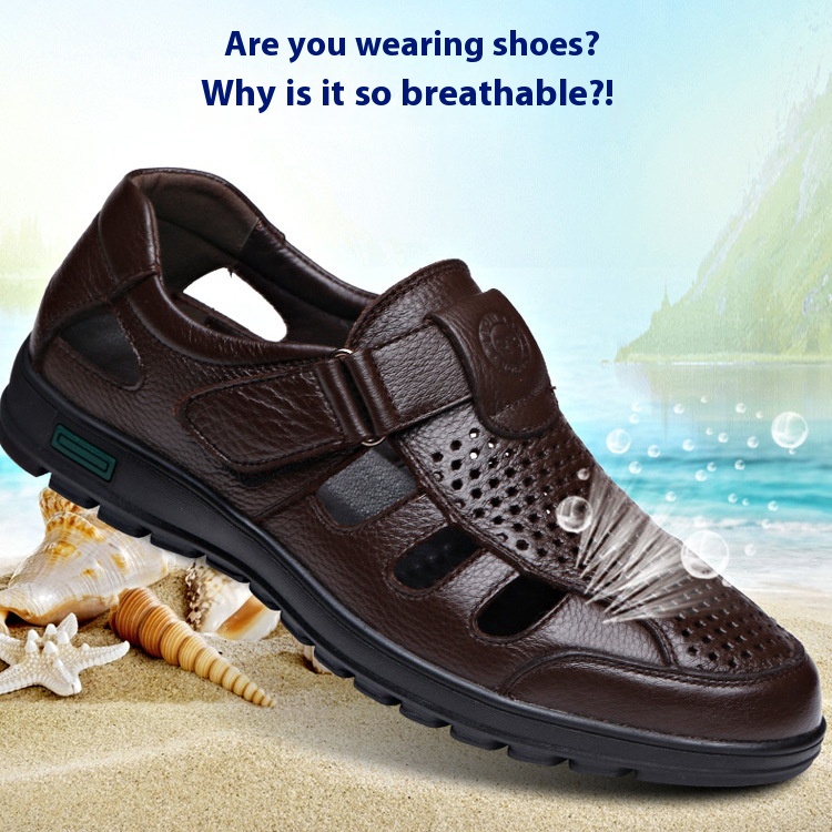 Men's Summer Hollow Breathable Leather Shoes foto 4