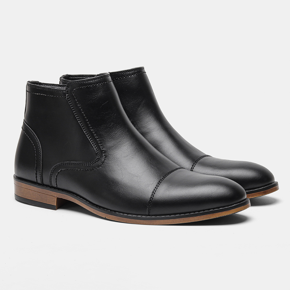 Plus Size Men's Chelsea Boots Inside Zipper Leather Boots foto 2