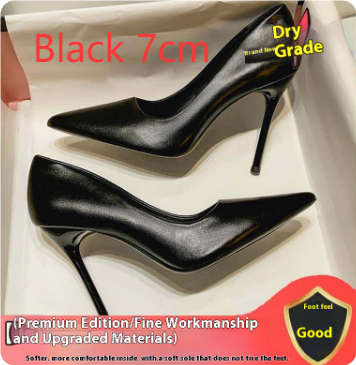 Women's Black Soft Leather High Heels Stiletto Sexy Pointed Toe foto 4