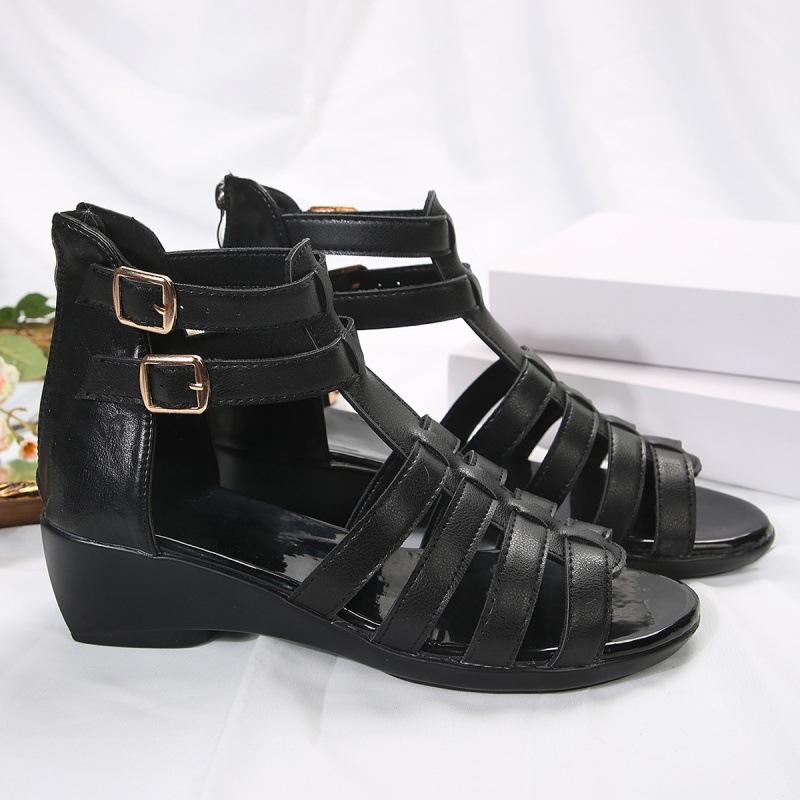 Women's Hollow-out Open Toe Zip Wedge Sandals foto 2
