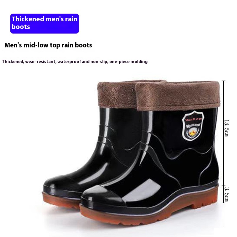 Popular Men's Tendon Bottom Camouflage Wear-resistant Rain Boots Fleece-lined Warm foto 5
