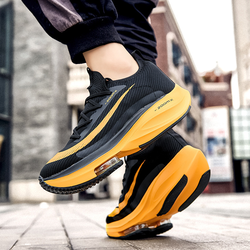 Air Cushion Sports Shoes Men Personalized Fashion Breathable Lace Up Knit Sneakers Casual Outdoor Running Walking Shoes foto 3