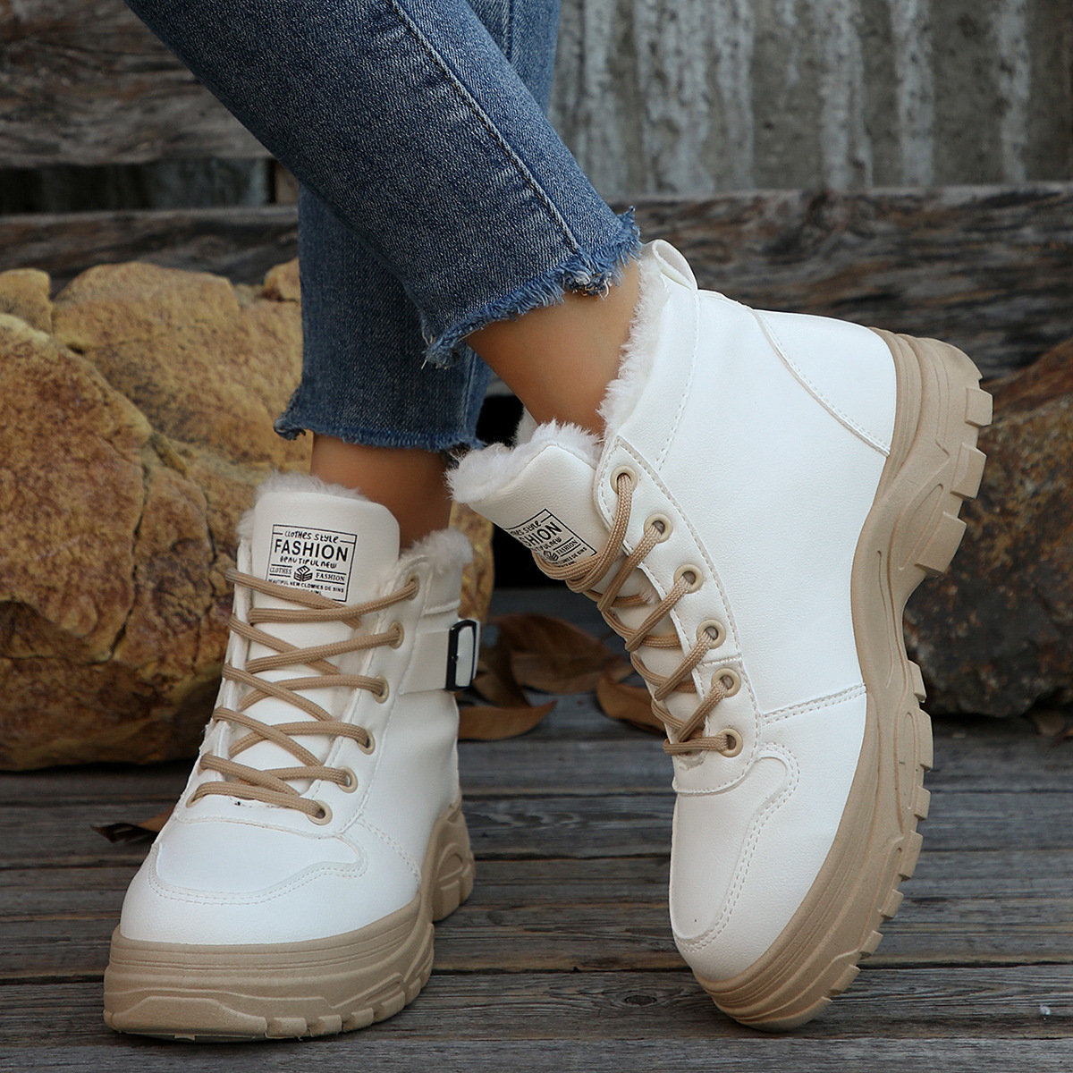 Women's Casual Mid-calf Fleece-lined, Thickened, Insulated Cotton Boots foto 4
